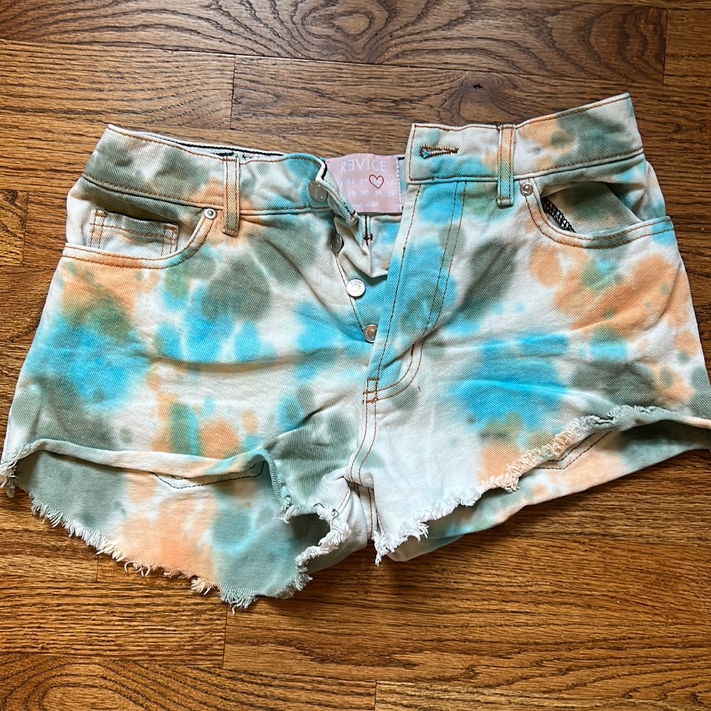 Revice Denim Tie Dye Jean Shorts Size 26W